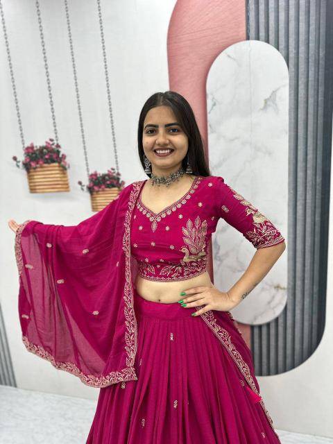 Tapi-293 Chinon Red Traditional lehenga choli wholesale in Mumbai