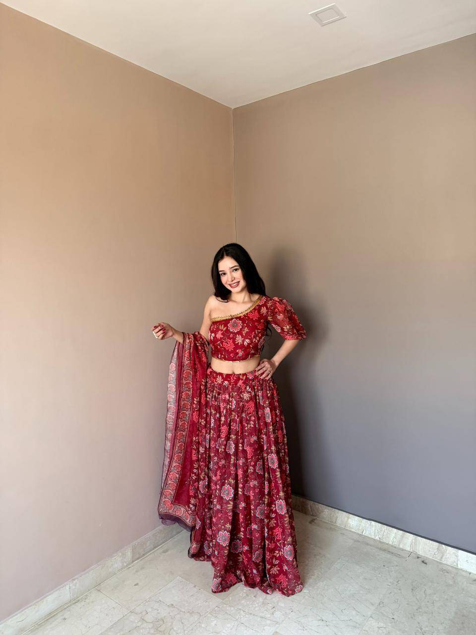 KR : 113 floral Quilted lehenga choli wholesale in Mumbai