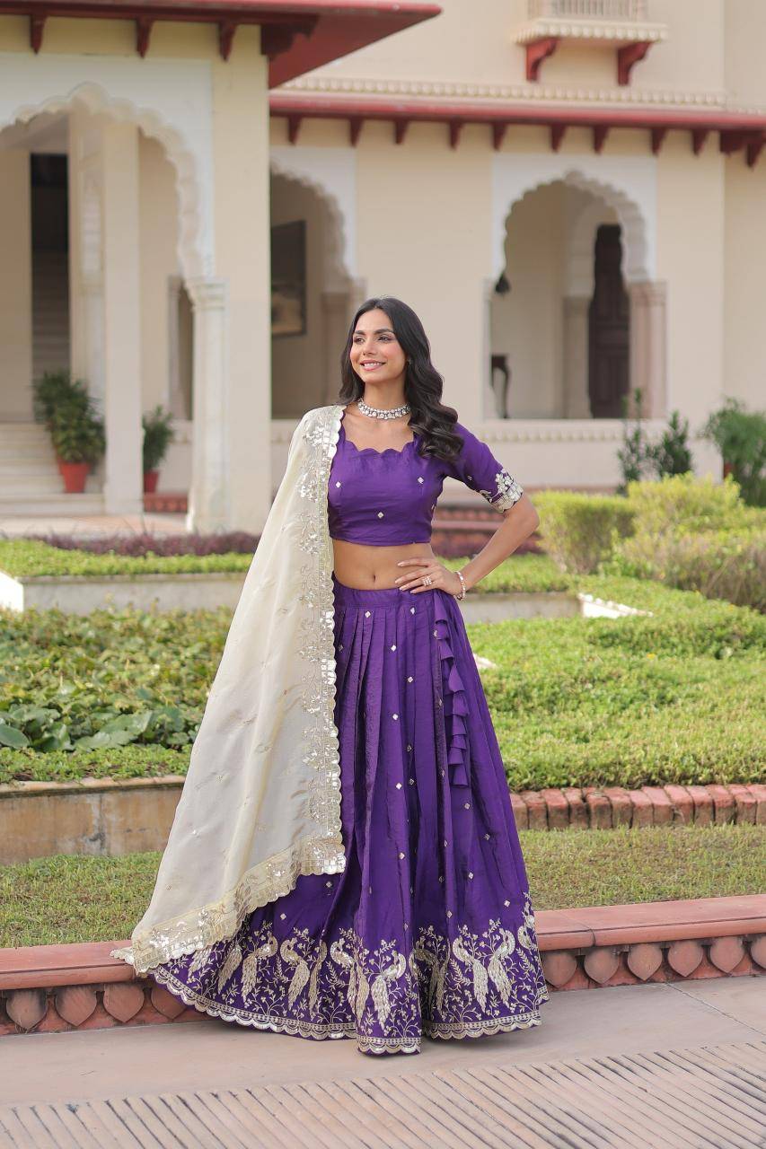 LW-7150 Crush Purple Velvet lehenga choli wholesale in Mumbai