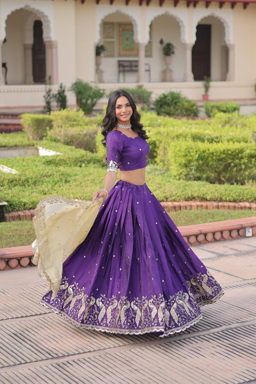 LW-7150 Crush Purple Velvet lehenga choli wholesale in Mumbai