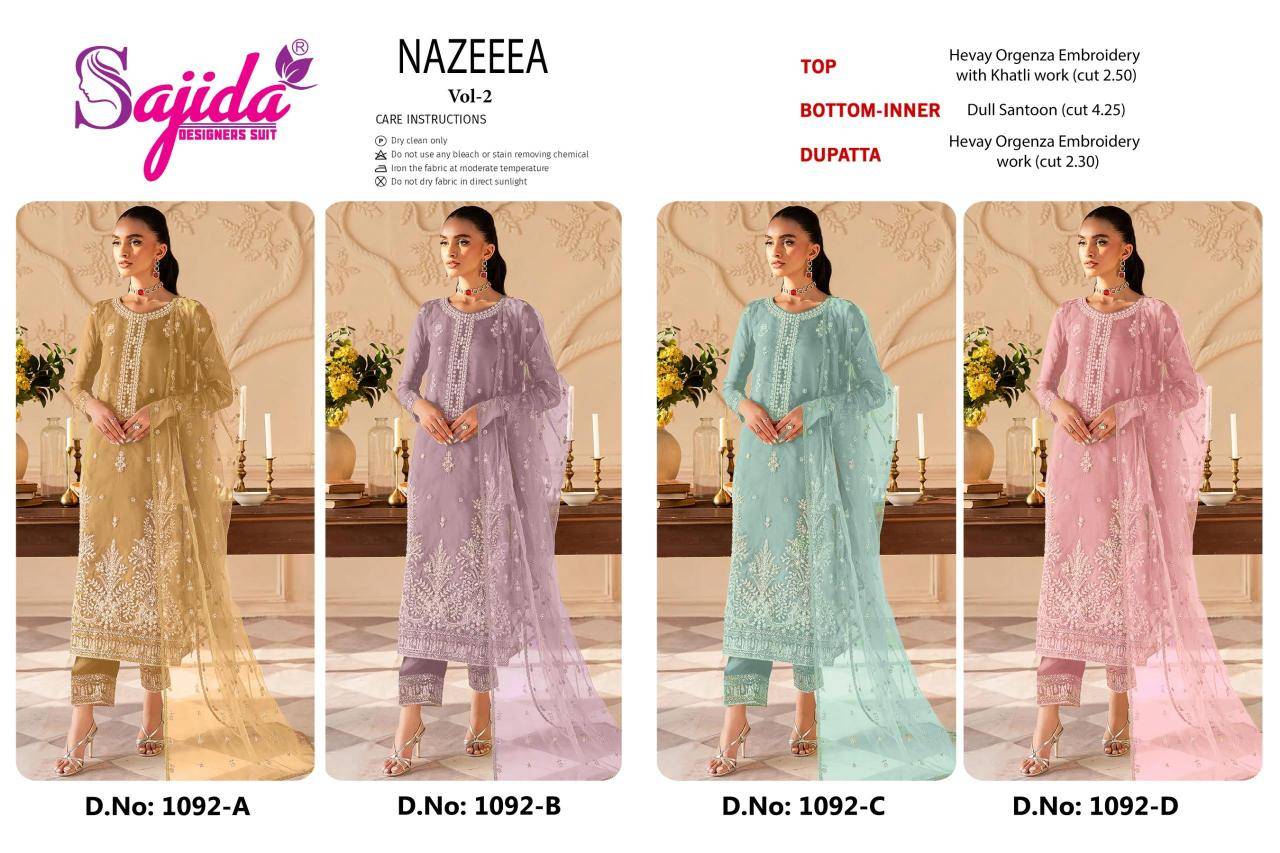 Sajida nazeeea vol 2 d.no 1092-A-B-C-D pakistani suits Wholesale Market in West Bengal