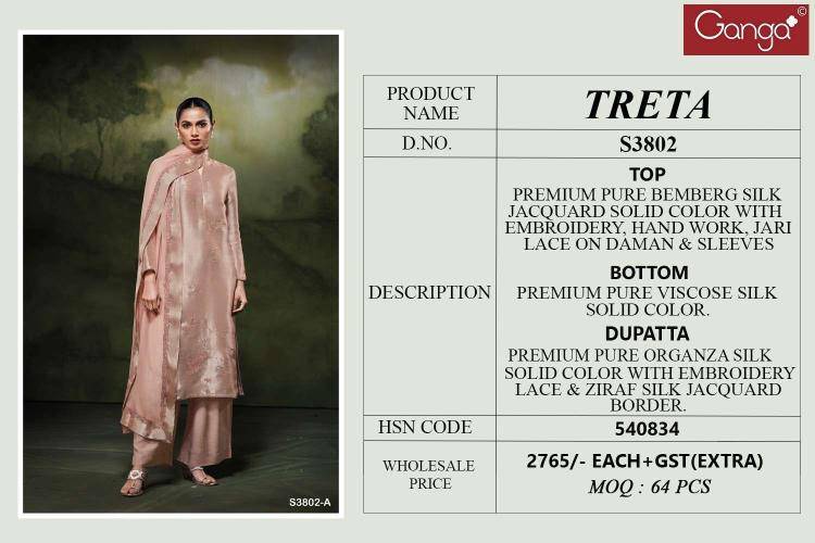Ganga treta 3802 Wholesale dress material suppliers in Hyderabad