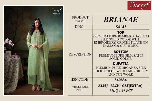 Ganga brianae 4142 Dress material wholesale price list