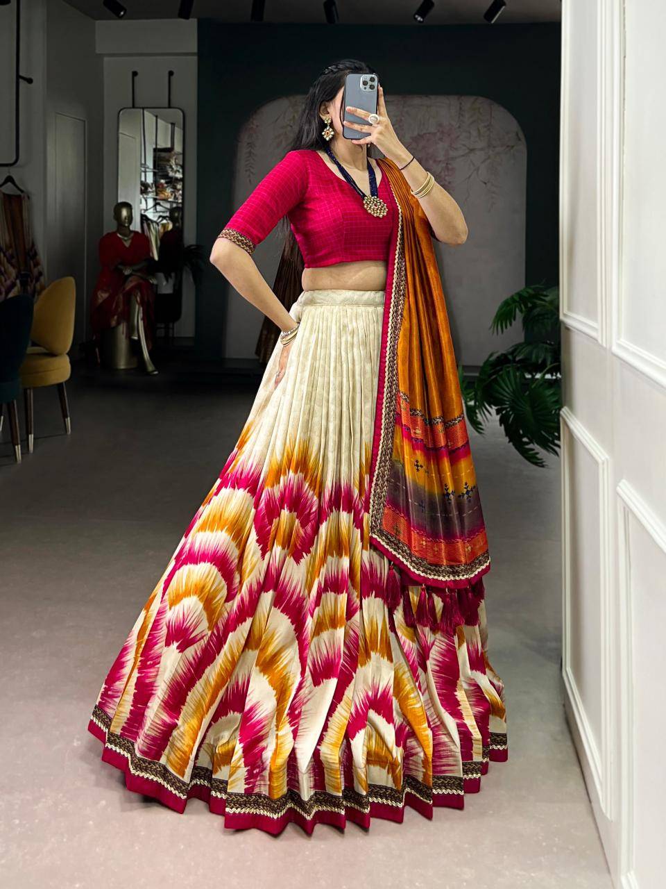 ANAHITHA Tasar Silk RED Wholesale lehenga choli in Hyderabad for boutique