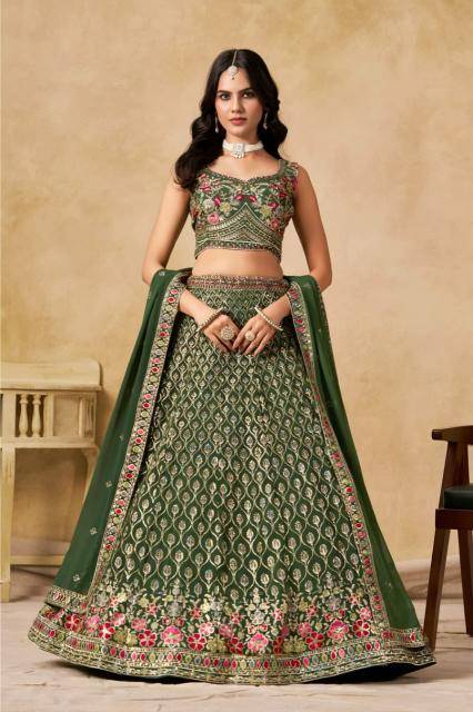 CULTURAL Georgette Green Bridal lehenga choli market in Delhi