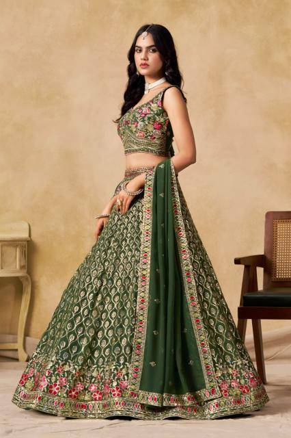 CULTURAL Georgette Green Bridal lehenga choli market in Delhi
