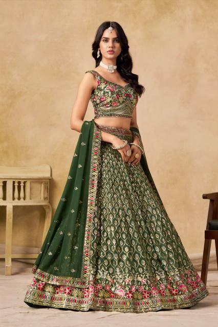 CULTURAL Georgette Green Bridal lehenga choli market in Delhi