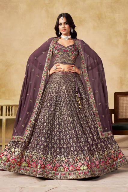 CULTURAL Georgette Light Purple Ethnic lehenga choli market in Delhi