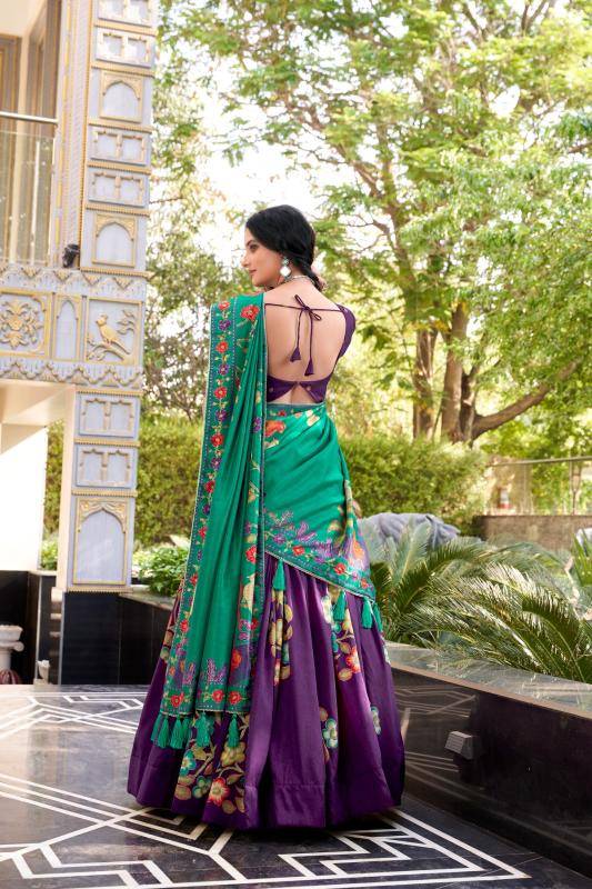 LNB 1239 Tasar Silk GRN Retail lehenga choli market in Delhi