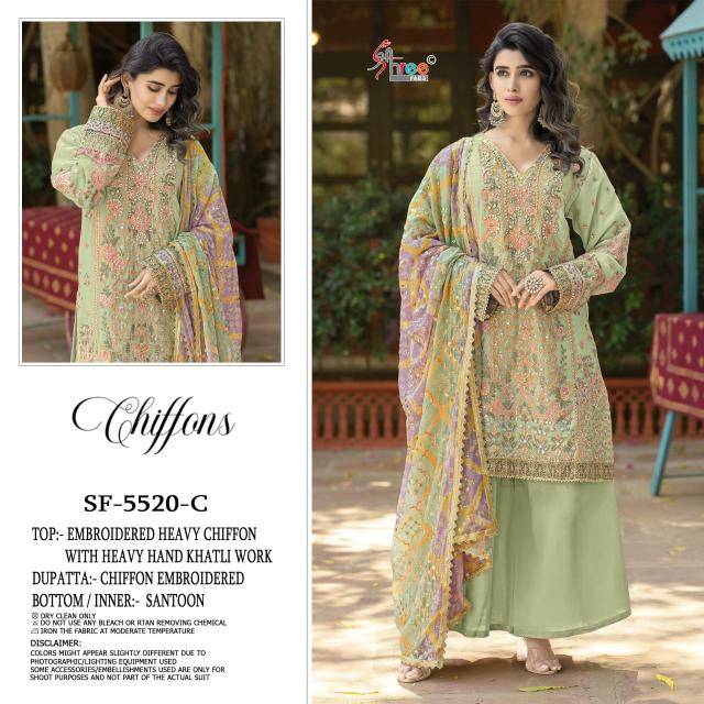 Shree fabs chiffons d.no K-5520 Pakistani suits wholesale market