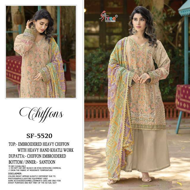 Shree fabs chiffons d.no K-5520 Pakistani suits wholesale market