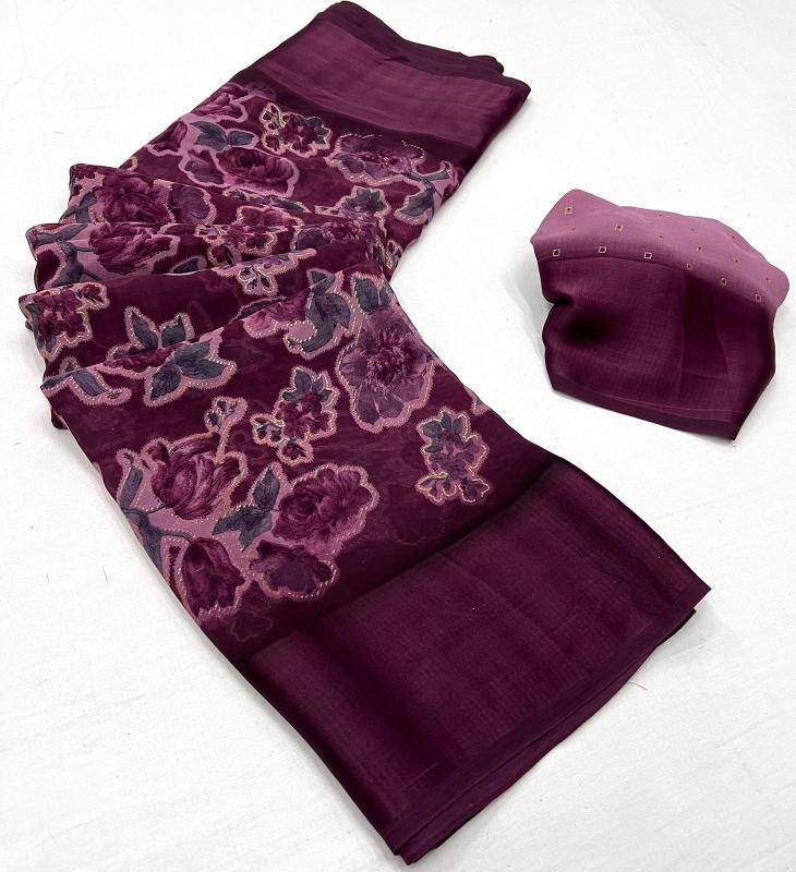 Tulsi beautiful flowers Saree manufacturer in india