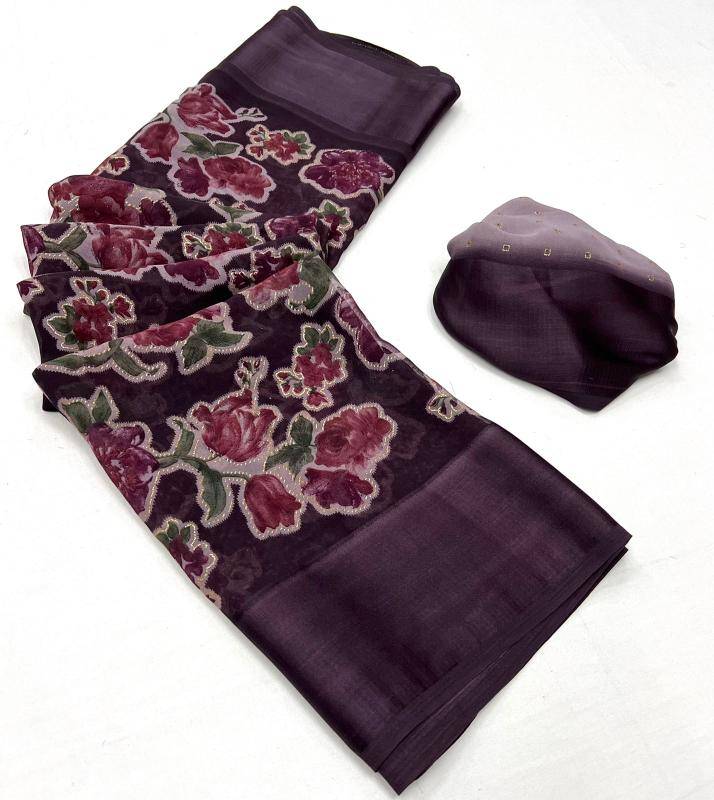 Tulsi beautiful flowers Saree manufacturer in india