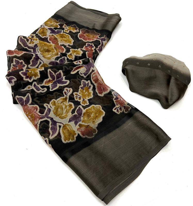 Tulsi beautiful flowers Saree manufacturer in india