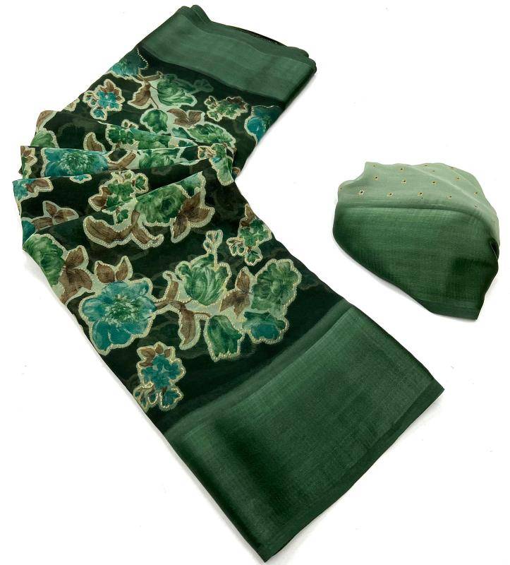 Tulsi beautiful flowers Saree manufacturer in india