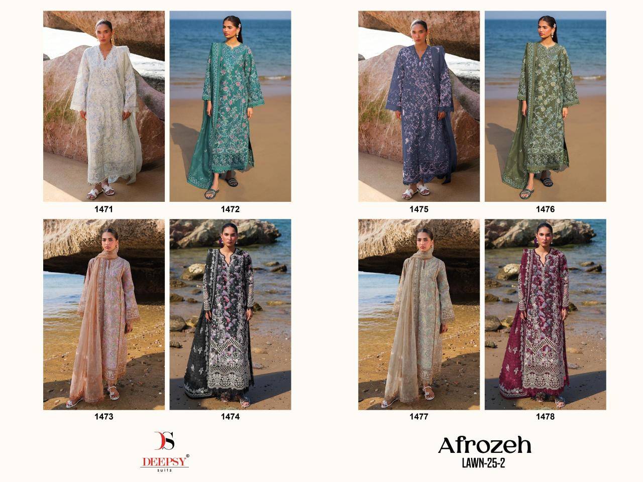 Deepsy afrozeh lawn 25-2 Casual salwar kameez wholesale