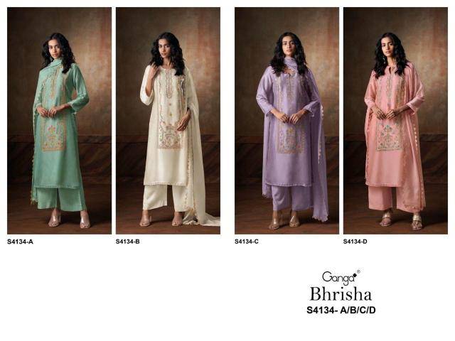 Ganga bhrisha 4134 Designer dress materials suppliers in Hydrabad