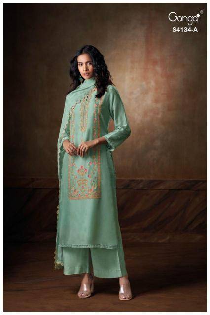 Ganga bhrisha 4134 Designer dress materials suppliers in Hydrabad