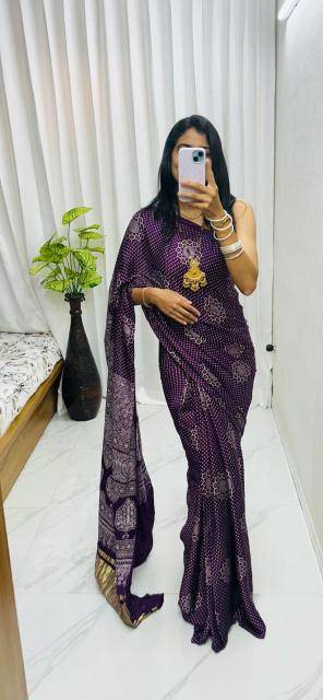 Bhagya laxmi ajrakh print with lagadi patta Wholesale saree manufacturers in Kolkata