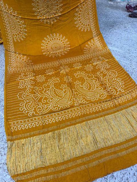 Bhagya laxmi ajrakh print with lagadi patta Wholesale saree manufacturers in Kolkata