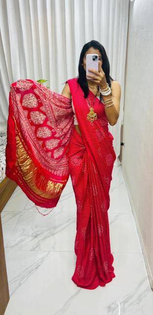 Bhagya laxmi ajrakh print with lagadi patta Wholesale saree manufacturers in Kolkata