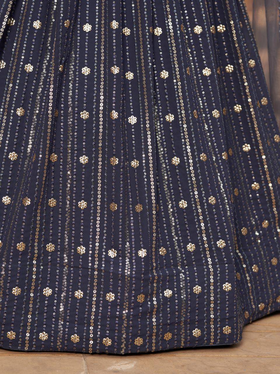 Golden Palm -08 Georgette Grey Wholesale lehenga market