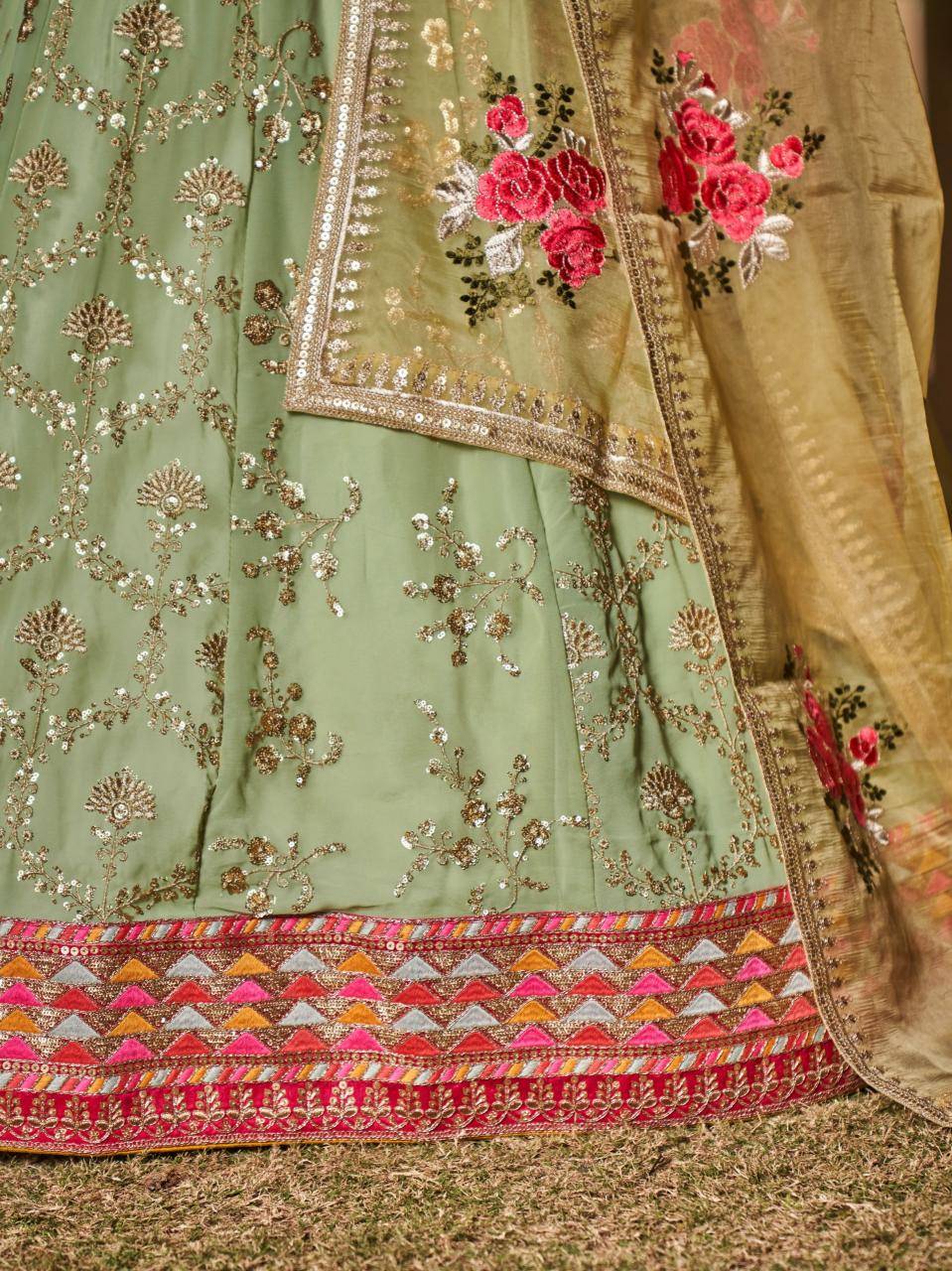 Golden Palm -08 Georgette Pista Lehenga choli wholesale price