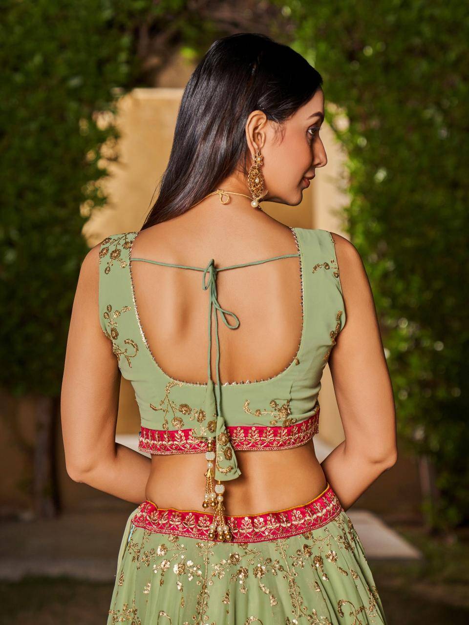 Golden Palm -08 Georgette Pista Lehenga choli wholesale price