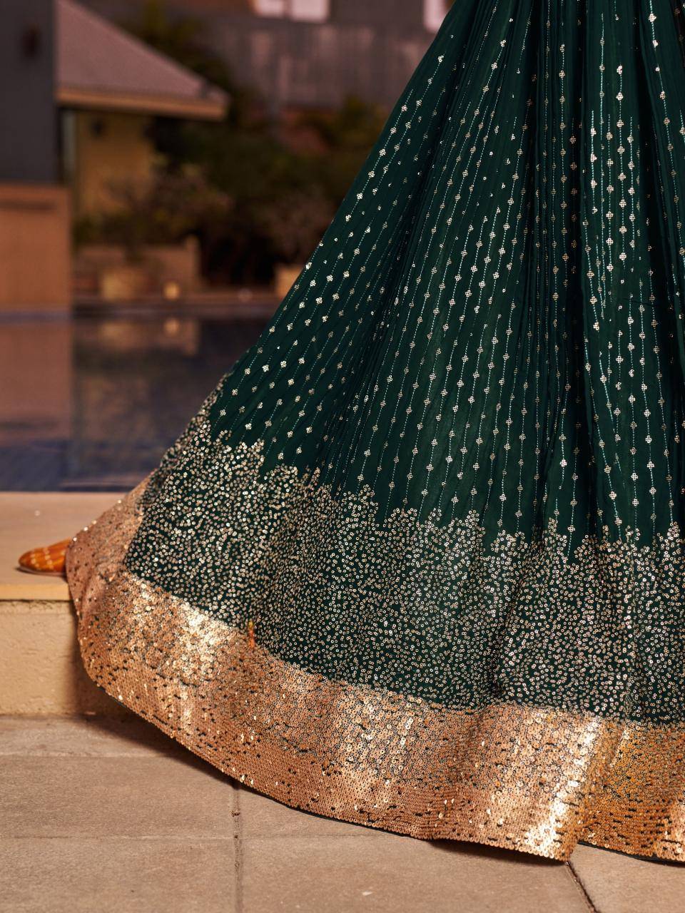 Golden Palm -08 Georgette Green Wholesale lehenga market in Maharashtra