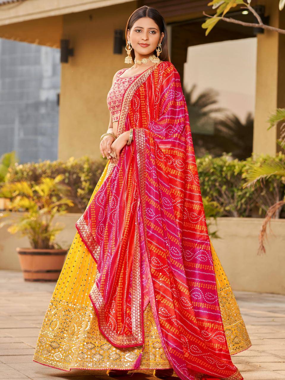 Golden Palm -08 Georgette Yellow Wholesale lehenga choli shops in Pune