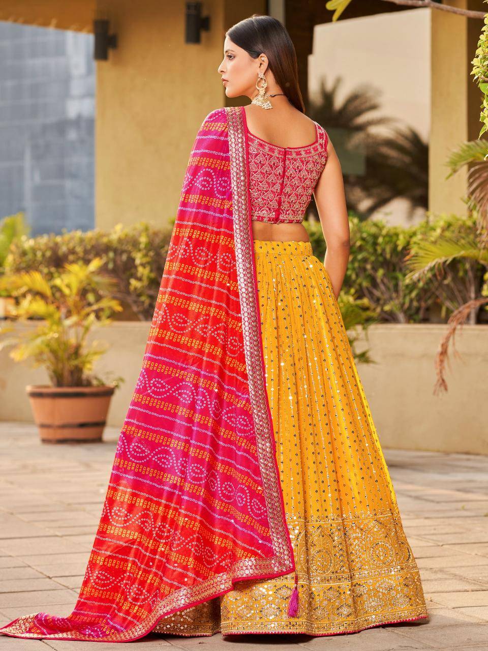 Golden Palm -08 Georgette Yellow Wholesale lehenga choli shops in Pune