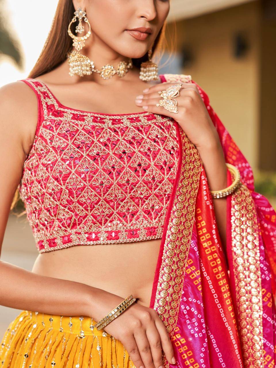Golden Palm -08 Georgette Yellow Wholesale lehenga choli shops in Pune