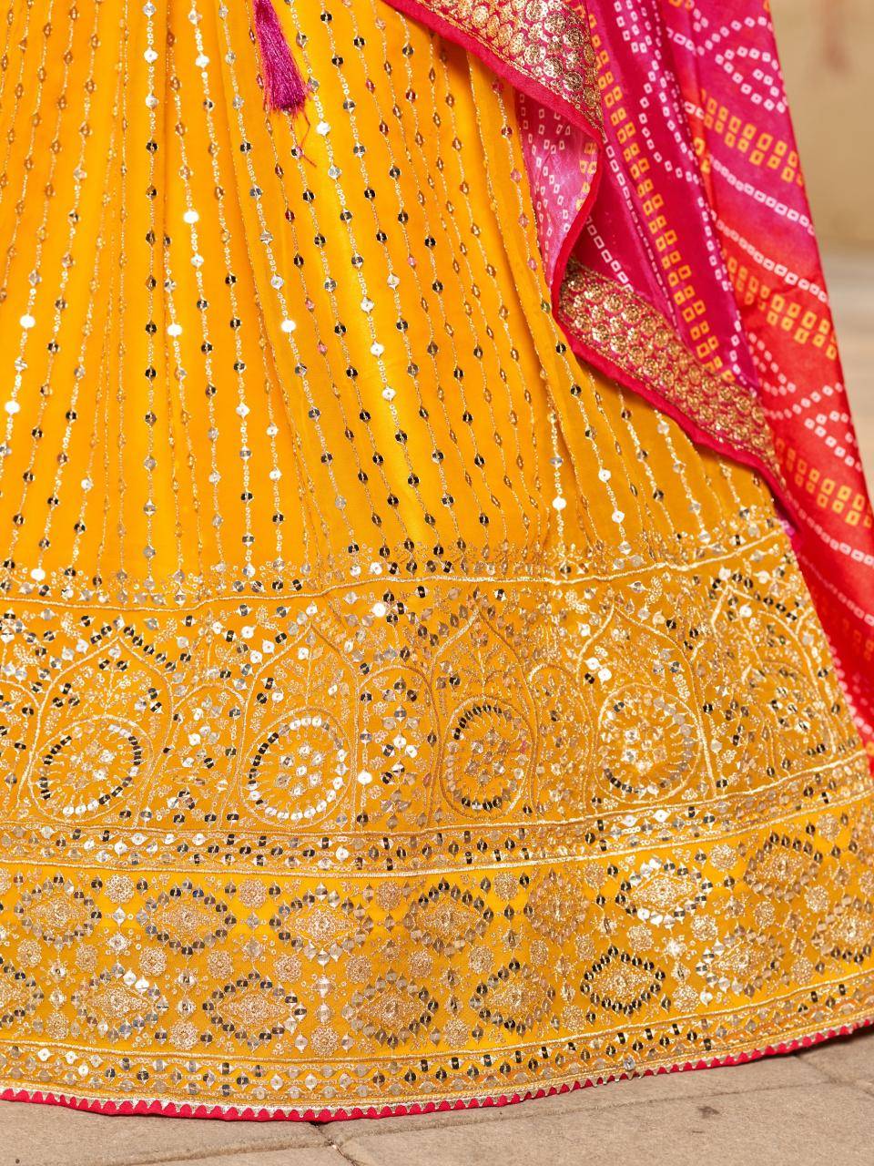 Golden Palm -08 Georgette Yellow Wholesale lehenga choli shops in Pune