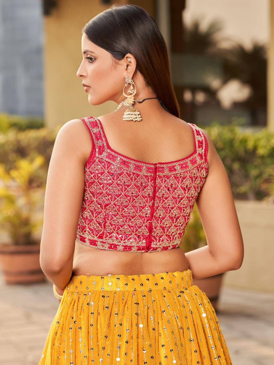 Golden Palm -08 Georgette Yellow Wholesale lehenga choli shops in Pune