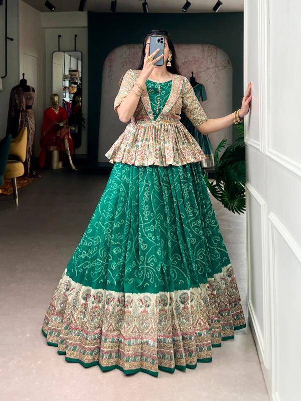 NNK 1108 Green Silk GRN Wholesale lehenga choli for weddings
