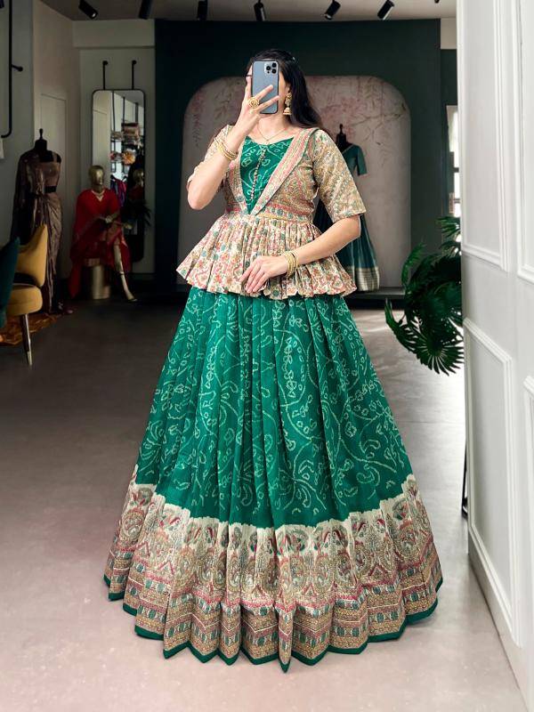 NNK 1108 Green Silk GRN Wholesale lehenga choli for weddings