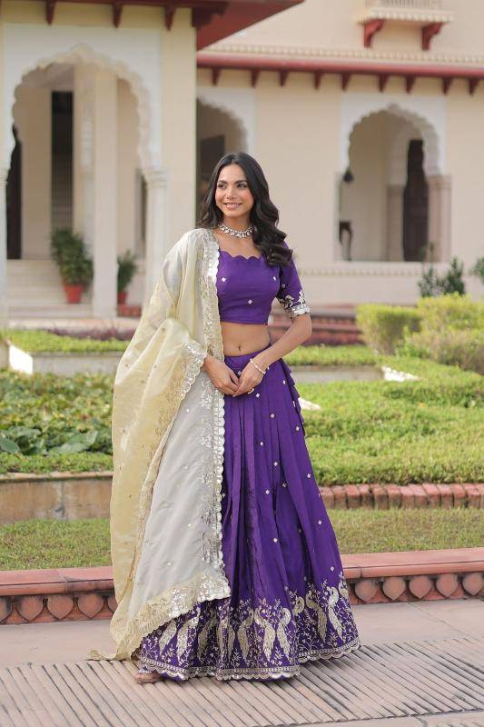 Premium Designer Sequins Crush Purple Designer Lehegha Choli in Mumbai