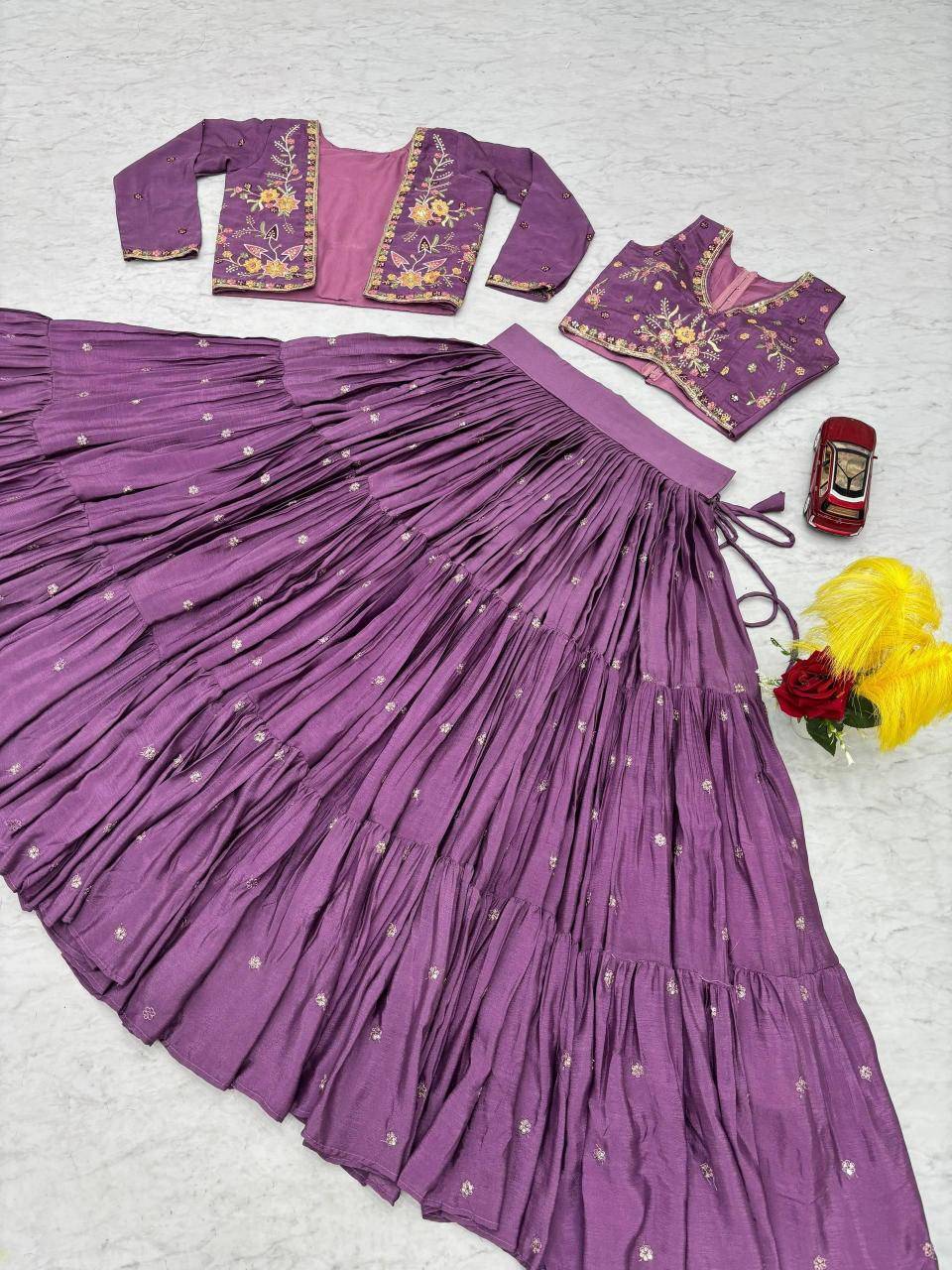 Big Flair 9 Pc-538 Chinon Purple Latest Lehegha Choli Collection in Mumbai