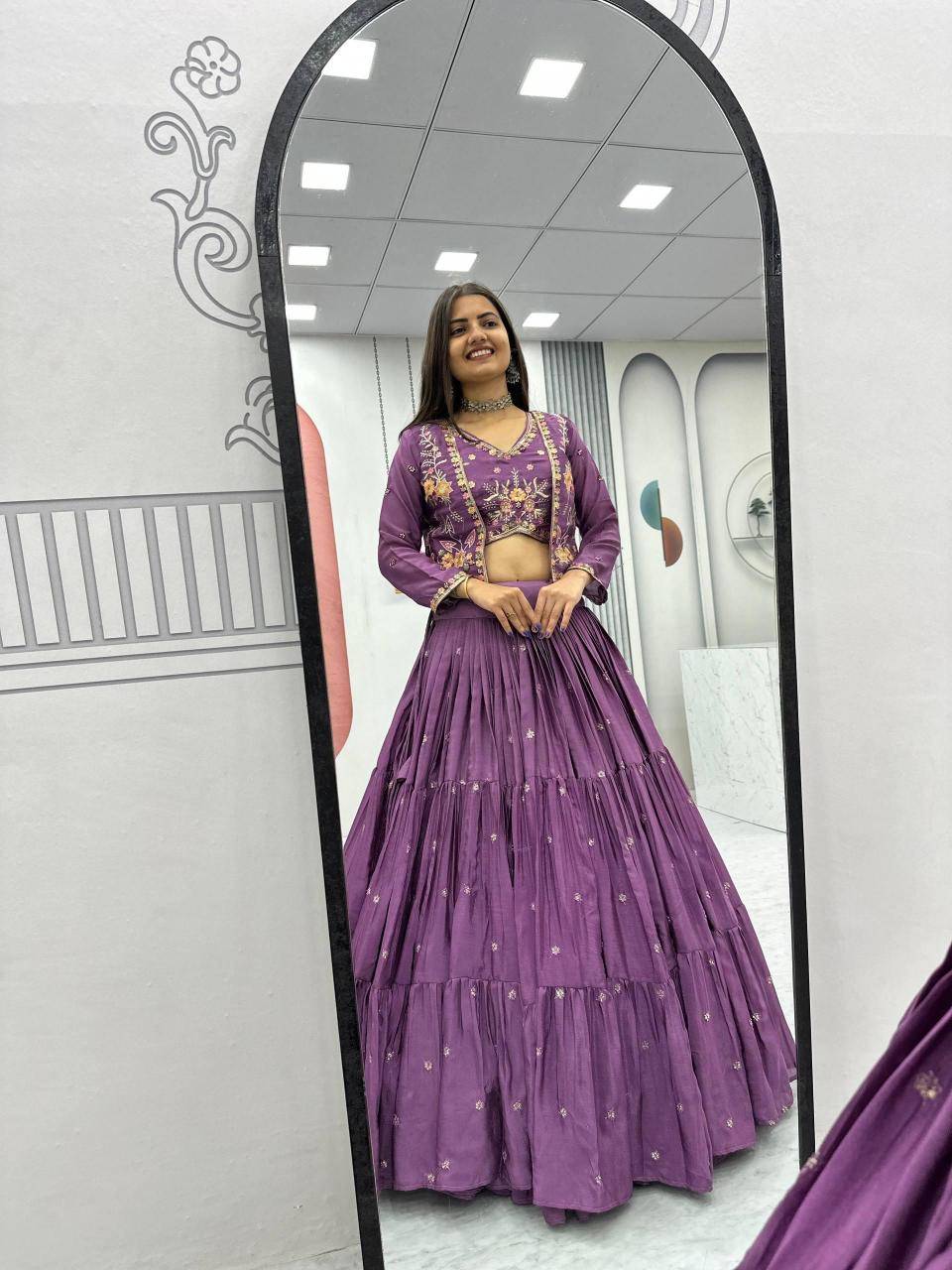 Big Flair 9 Pc-538 Chinon Purple Latest Lehegha Choli Collection in Mumbai