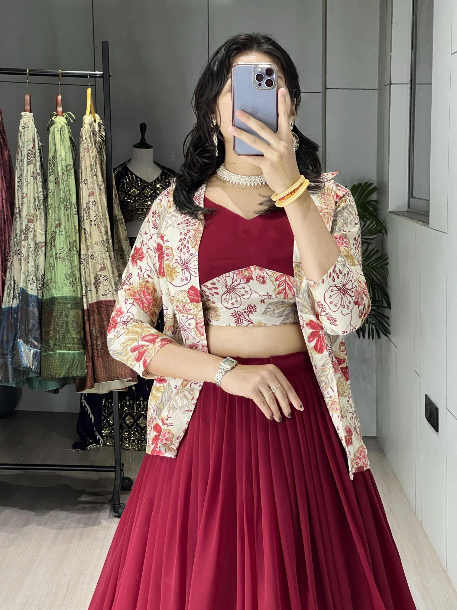 GRTN 8218 MRN Gorgette Wholesale Chaniya Choli Market in Mumbai