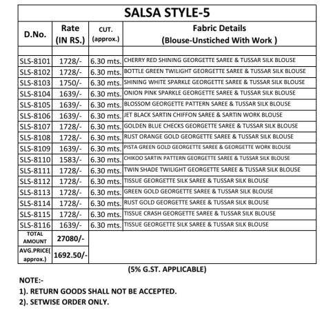 Tfh salsa style vol 5 Designer saree wholesale in Mumbai