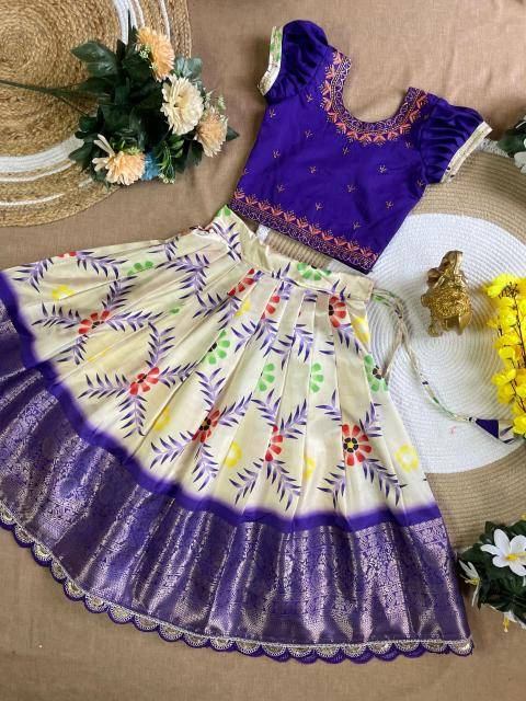 Coconut Kids Silk Blue Kids lehenga choli wholesale