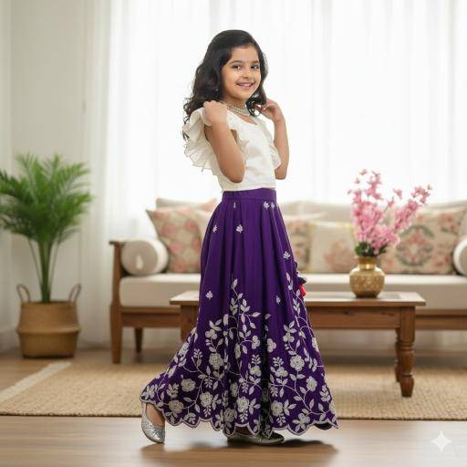 Pongal Festival Chinon Blue Kurti Kidswear wholesale market