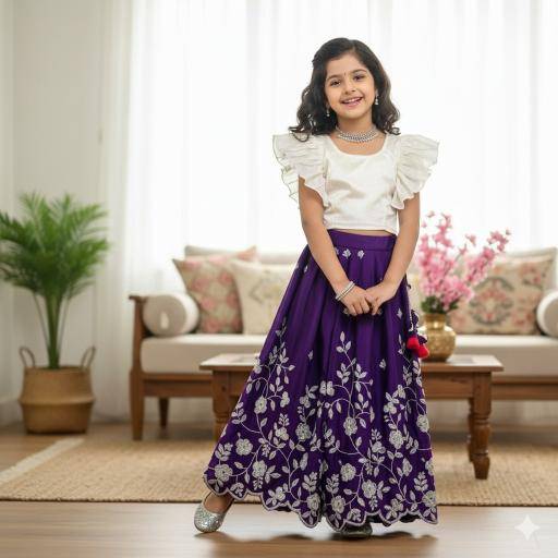 Pongal Festival Chinon Blue Kurti Kidswear wholesale market