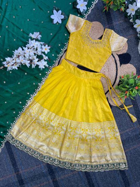 Pongal Panch Silk Yellow Wholesale kids ethnic wear