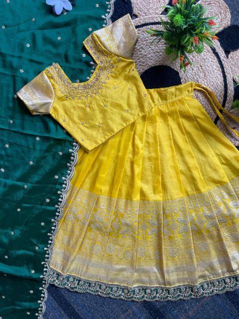 Pongal Panch Silk Yellow Wholesale kids ethnic wear