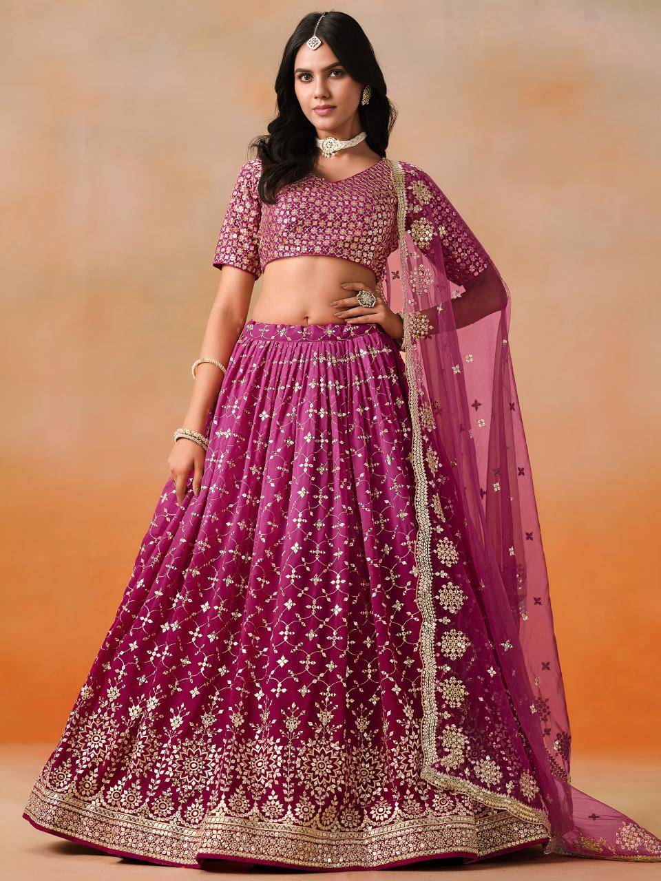 OMBRE Georgette Pink Wholesale Lehengha choli suppliers in Rajkot