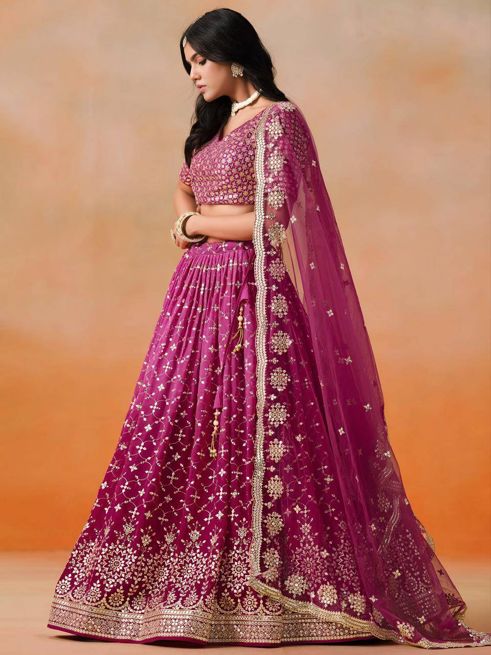 OMBRE Georgette Pink Wholesale Lehengha choli suppliers in Rajkot