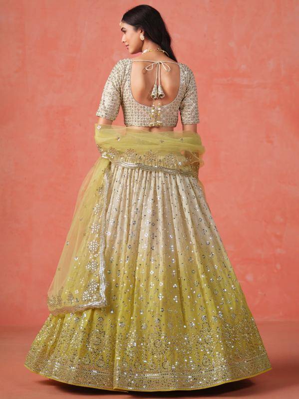 OMBRE Georgette YELLOW Bridal Lehengha choli wholesale market in Gujarat