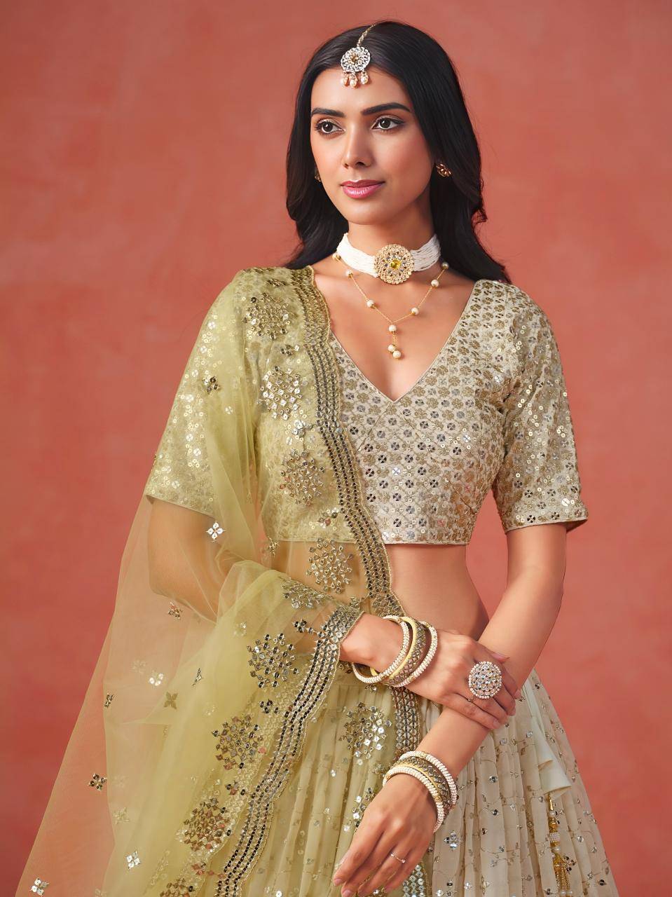 OMBRE Georgette YELLOW Bridal Lehengha choli wholesale market in Gujarat